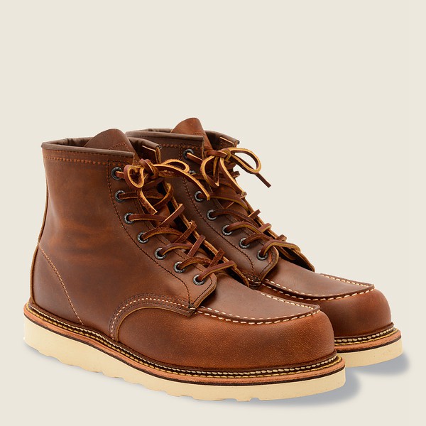 Red Wing Heritage Boots Brown - Mens Classic Moc - 6-inchr Rough & Tough Leather - 9845-DPAIN